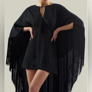Taller Marmo Caped Fringed Dress